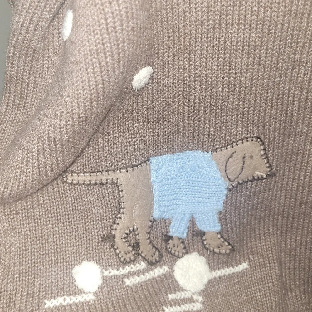 Crazy Horse XL Cardigan Sweater Brown Dogs Embroidered Knit Full Zip‎ vintage - Picture 4 of 6